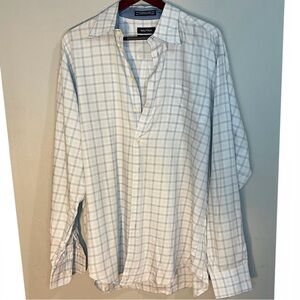 Nautica White Shirt with Light Blue Windowpane Check